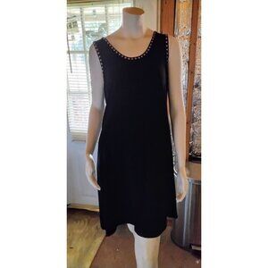 Premise Dresses Black Sleeveless Studded Scoop Neck Rayon Blend Dress PX Petite
